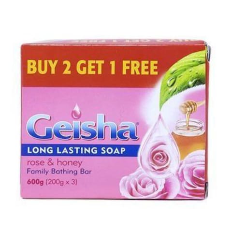 Geisha Rose &amp; Honey Pink Family Bathing Soap Value Pack 200G X 3