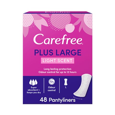 Carefree Plus Large Light Scent Pantyliners 48 Pieces
