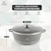 LIFE SMILE Cooking Pot   aluminum Soup Pot With Glass Lid   100% PFOA Free, Fixed Handle   Multi Layer Non-Stick Granite Coating   oven safe &amp; Dishwasher Safe (28CM (6.7 Liters), Gray)
