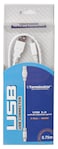 Terminator brand USB Cable Micro (White) - 0.75M