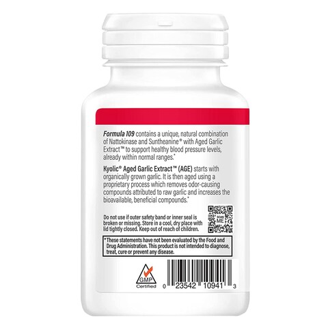 Kyolic Formula 109 Blood Pressure Health Garlic Capsules 80 Count