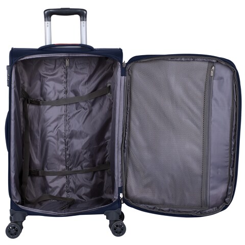 Eminent Expandable Luggage Trolley Bag Soft Suitcase for Unisex Travel Polyester Shell Lightweight with TSA lock Double Spinner Wheels E751SZ Carry On 20 Inch Navy Blue