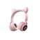 Generic-Grey&amp;Pink LED Cat Ear Wireless Headset RGB 3-Color Lights Noise Cancelling BT 5.0 Foldable Earphone TF Card/Radio 3.5mm Plug Grey+Pink