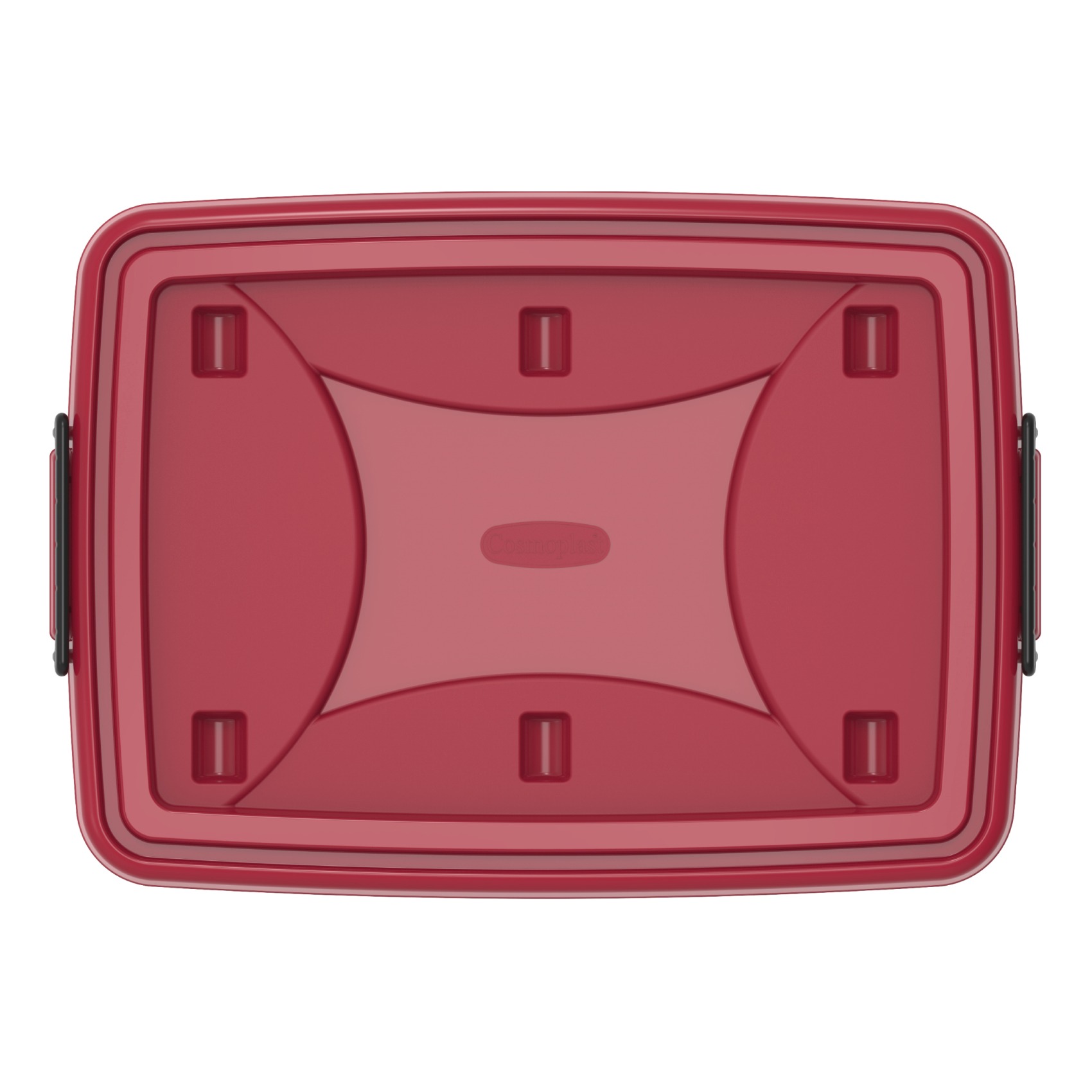 Cosmoplast Plastic Storage Box With Wheels And Lockable Lid Red And Clear 132L