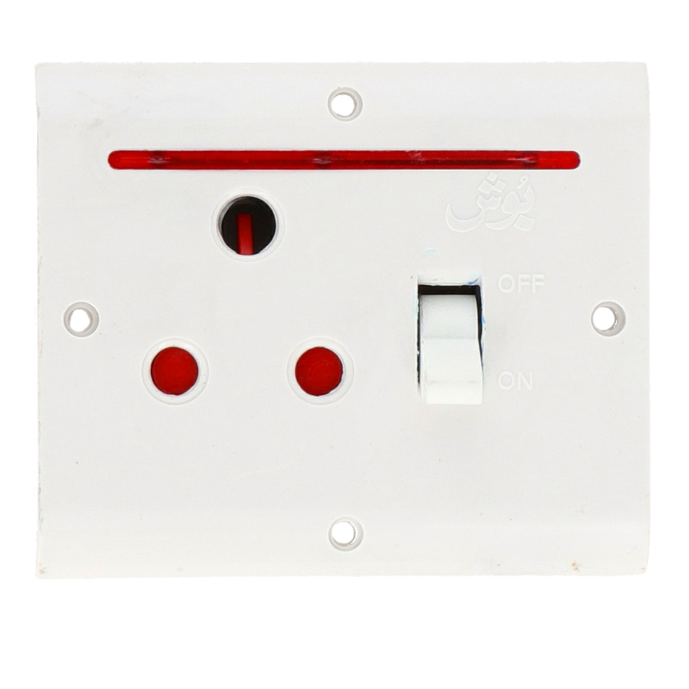Socket Outlet With Rocker Switch Silver Point Neon Light 250V