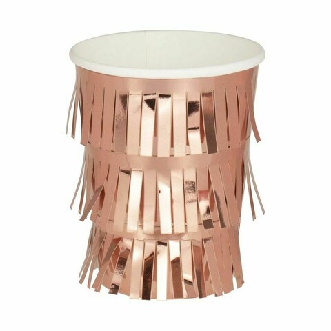 Ginger Ray Fringe Paper Cups 8-Pieces- Rose Gold