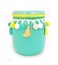 Ceramic Jar Turquoise with Pompoms 13cm