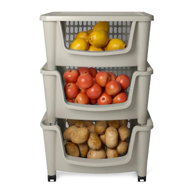 أكسا منظم تربو بلاستيك - 3 أرفف - بيج