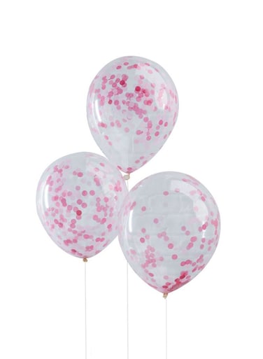 Party Time 5-Piece 12inch Confetti Party Balloons - Pink