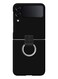 FOCUS Samsung Galaxy Z Flip 4 Case with Ring Holder Metal Finger Grip Bracket Folding Cover Compatible with Galaxy Z Flip4 6.7 inch Black
