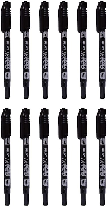 Generic Pilot Sca-Tm-B Twin Marker Set Of 12, Black