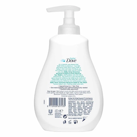 Dove Baby Head to toe Wash Sensitive 400Ml