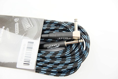 Mike Music 1/4 Inch Tweed Cloth Jacket Right-Angle Guitar Instrument Cable - 10Meter (Blue) (10 meter, Blue)