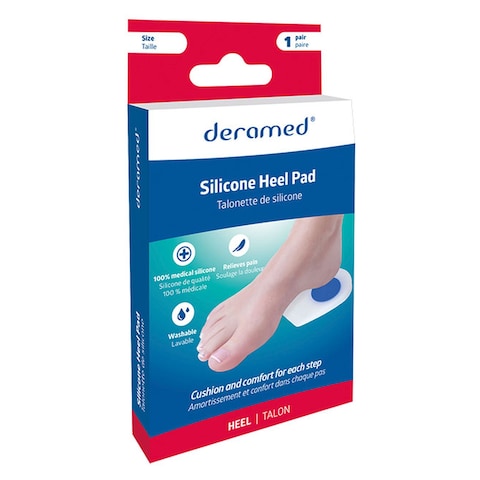 Deramed Silicone Heel Pad White Size Large 1 Pair