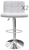 LANNY Set of 2 PU leather bar stool T808H WHITE for kitchen for bar shop adjustable up and down office chair