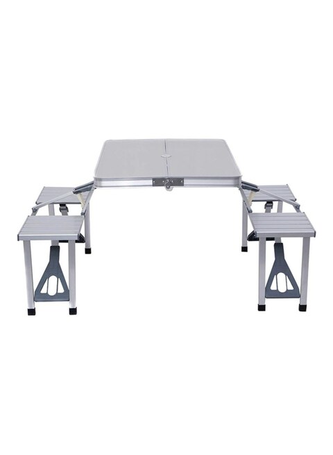 Generic 4-Seat Outdoor Portable Picnic Table Silver