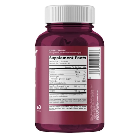 Goli Nutrition Beets Cardio Dietary Supplement Gummies Pack of 60
