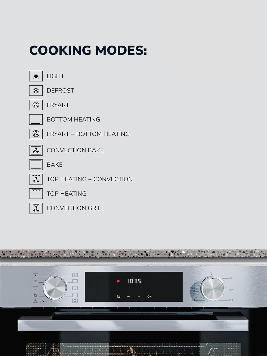 MILLEN Built In Electric Oven, 10 Cooking Modes, 81L - 3 Years Warranty, SCHOTT Inner Glass, MEO 6005 IX