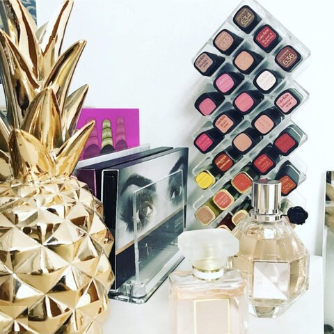 byAlegory Acrylic Lipstick Makeup Organizer   28 Space Cosmetic Storage Designed To Stand, Lay Flat or Stack (CLEAR)