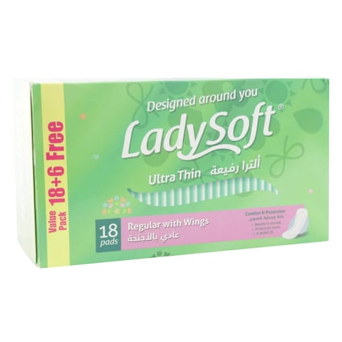 Lady Soft Ultra Thin Regular With Wings Sanitary Pad 24 Count