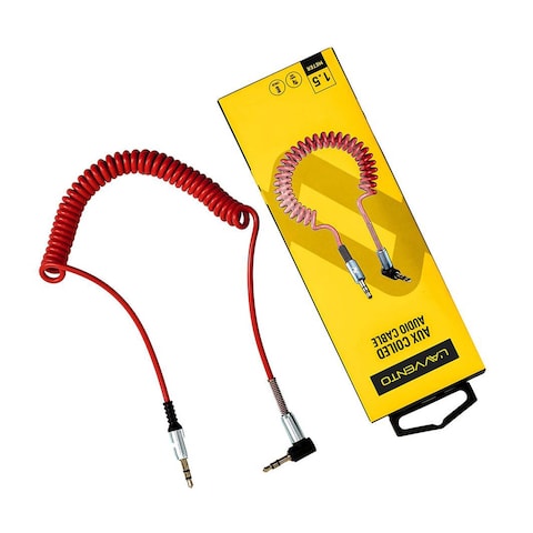 L&#39;avvento MP327 AUX Coiled Audio Cable - Red