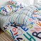 Luna Home-Single Size 4 Pieces  Reversible Alphabet Design Stripped Bedsheet and Rainbow Colors Duvet Cover without filler.