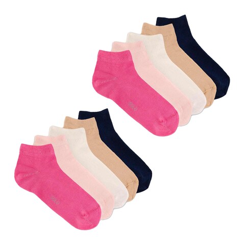 Solo Baby Girl Plain Socks - 0-6 Month - 5 Pairs - Assorted Colors + 5 Pairs Free