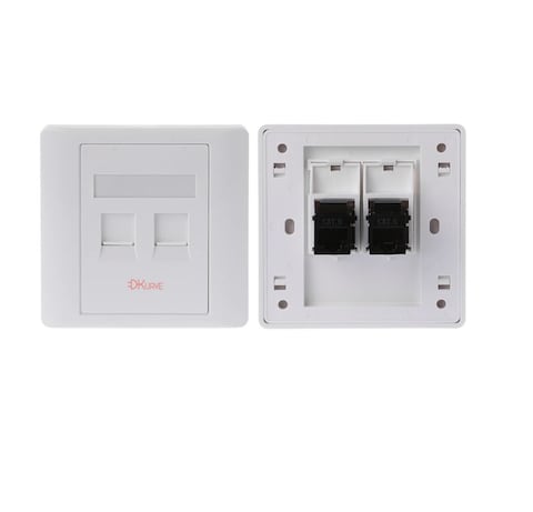 DKURVE&reg; RJ45 Faceplate Cat6 1 Port RJ45 Socket Network UK Plate Dual Port