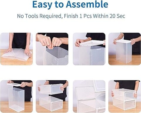 20 Pack Plastic Stackable Shoe Box Foldable Display Box Container