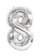 Party Time Number 8 Shaped Aluminium Foil Party Balloon 40inch - Silver
