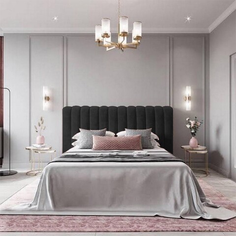 إن هاوس لاتيسو هيكل سرير منجد بالمخمل - نفر ونص - 200×150 سم - أسود
