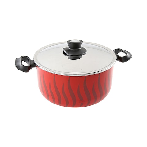 Tefal Tempo Flame Casserole With Lid Red 28cm