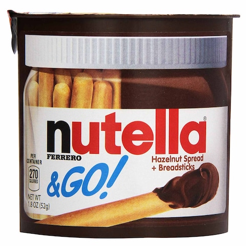 Nutella Ferrero &amp; Go Hazelnut Spread And Malted Bread Sticks 52g