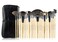 Generic - 24 pcs Professional Makeup Brush Cosmetic Brushes Kit Set with Folding PU Leather Bag - Wooden Brush Handle