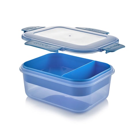 M Design Lunch Box Tray with Clips - 1.6 Liter - Blue