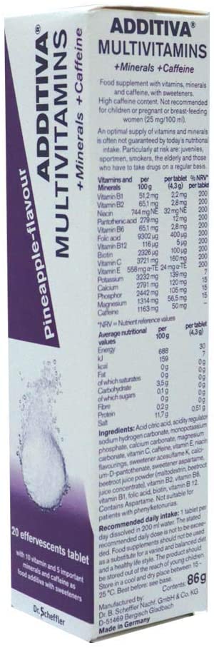 Buy Additiva Multivitamin + Minerals + Caffeine Effervescent Tablets ...