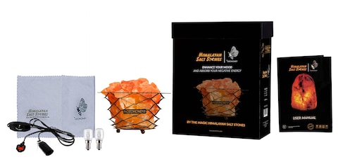 Geohoney Himalayan Salt Lamp With Cross Iron Bars