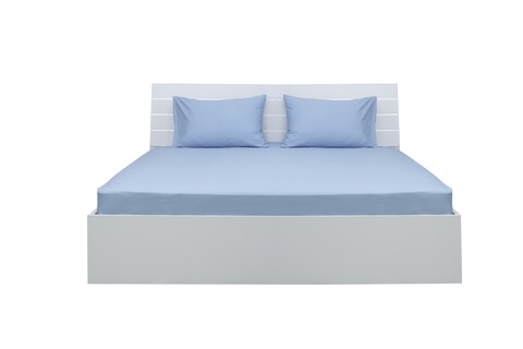 Deyarco Princess Fitted Sheet 2pc-Fabric: Cotton Poly Easy Iron - Color: Lt. Blue -Size: Single 120x200+25cm + 1pc Pillowcase 50x75 cm