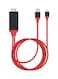 Generic - HDMI To Lightning Audio Video Cable 1meter Red/Black
