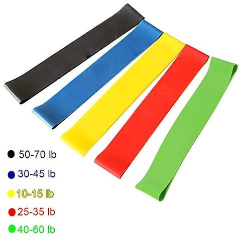 Generic Resistance Bands Set Of 5 Exercise Bands For Stretching, Physical Therapy 10-50Lbs Women Workout Equipment