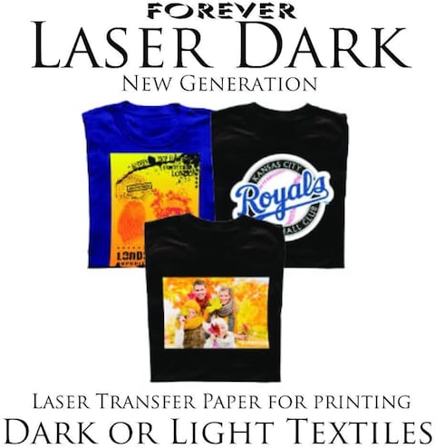 Forever Laser Dark New Generation White Opaque Transfer Paper for Printing onto Dark Colored Textiles A3 10 Sheet