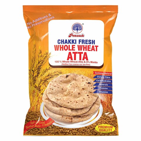 Buy Peacock Chakki Fresh Wheat Flour 5kg in UAE