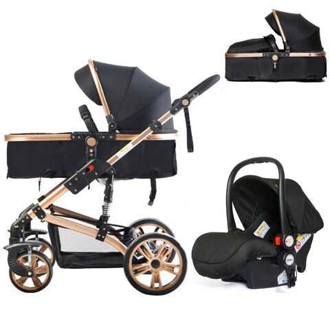 Teknum 3 in 1 Pram stroller - Black + Infant Car Seat