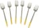 Liying 6Pcs Gold Topper Design Stainless Steel Dinner Fork Set 21cm x 2.5cm, Modern Silver Big Fork for Home, Kitchen, Restaurant, Fine Edge &amp; Mirror Polished, Dishwasher Safe