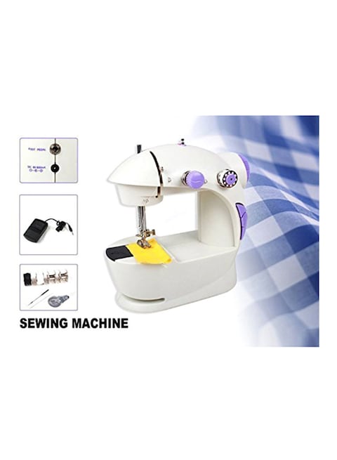 Generic Mini Sewing Machine With Foot Pedal White/Purple 2294 White/Purple