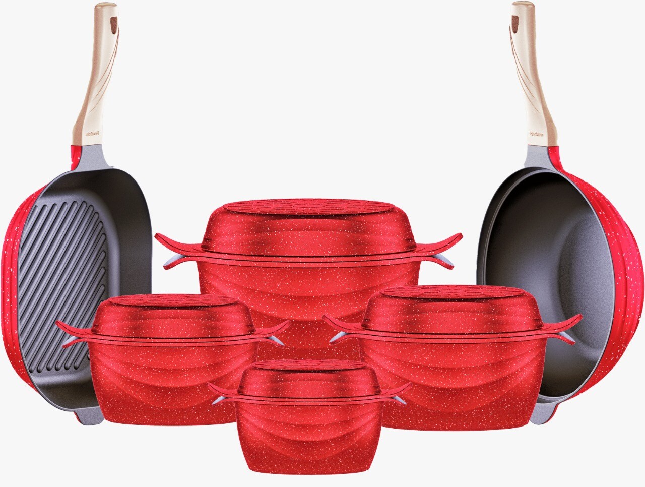Buy NeoKlein - Proplus 10 Pcs Titanium cookware set.-Red Color Online ...