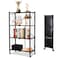 HEXAR&reg; 4 Tier Foldable Storage Organizer Heavy Duty Metal Rack Storage Shelving Unit with Wheels Kitchen Cabinet Multipurpose Shelf Storage Rack for Living Room Bedroom Kitchen (4 TIER METAL)