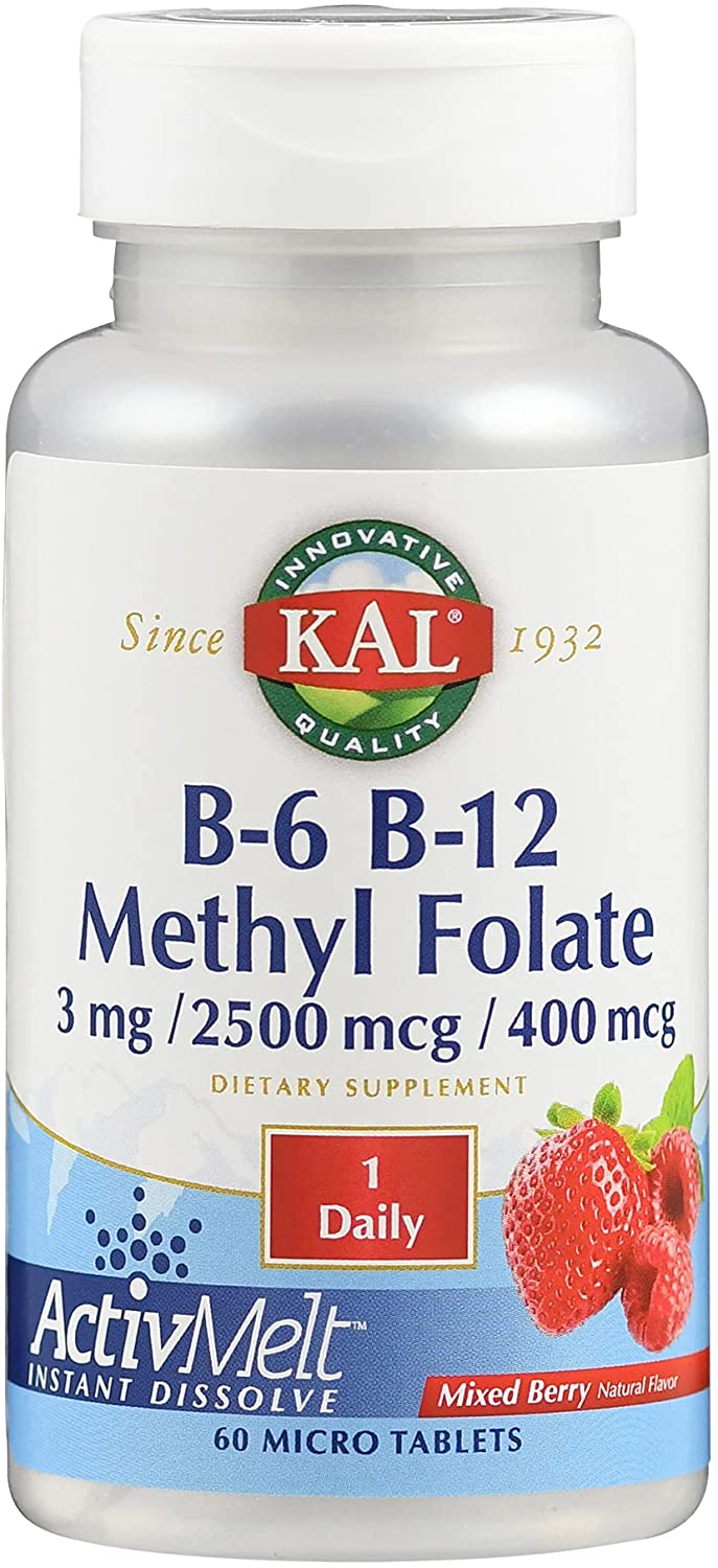 Buy Kal B-6 B-12 Methyl Folate, Mixed Berry, 3Mg/ 2500/400 MCG, 60 ...