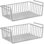 اشتري Generic 2 Pcs Silver Kitchen Under Shelf Storage Basket Large - 16 Lightweight Metal Organizer Rack في الامارات