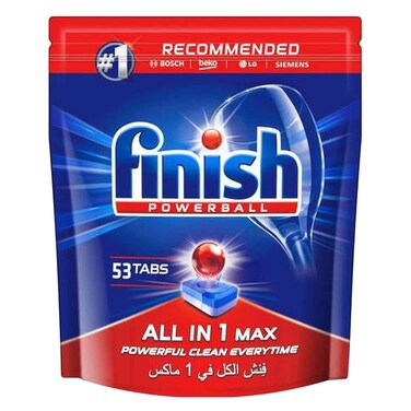 Finish Powerball Dishwasher Detergent Tablets All In One Max 53 Tabs